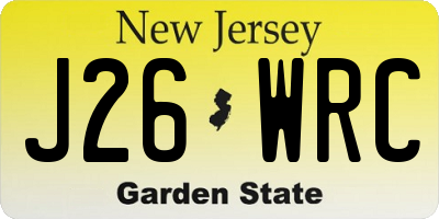 NJ license plate J26WRC