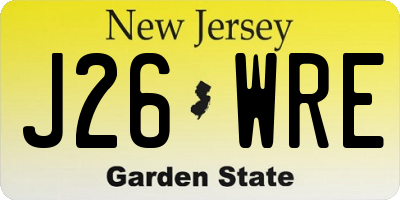 NJ license plate J26WRE