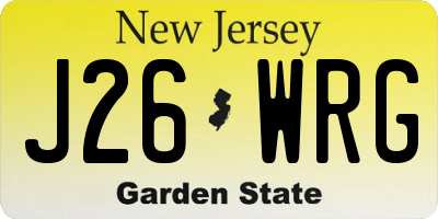 NJ license plate J26WRG