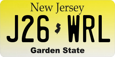 NJ license plate J26WRL