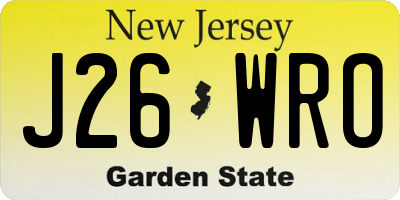 NJ license plate J26WRO