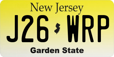 NJ license plate J26WRP