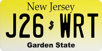 NJ license plate J26WRT