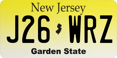 NJ license plate J26WRZ