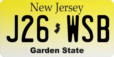 NJ license plate J26WSB