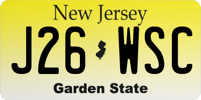 NJ license plate J26WSC