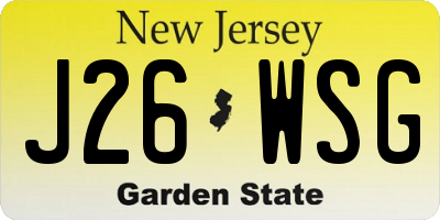 NJ license plate J26WSG
