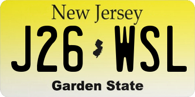NJ license plate J26WSL