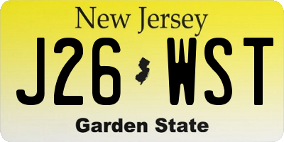 NJ license plate J26WST
