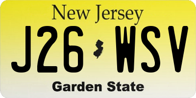 NJ license plate J26WSV