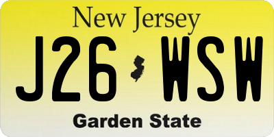 NJ license plate J26WSW