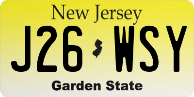 NJ license plate J26WSY