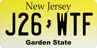 NJ license plate J26WTF