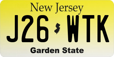 NJ license plate J26WTK