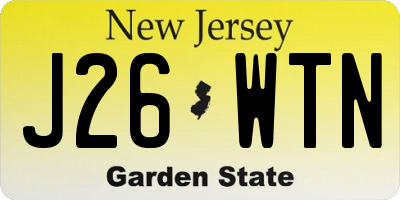 NJ license plate J26WTN