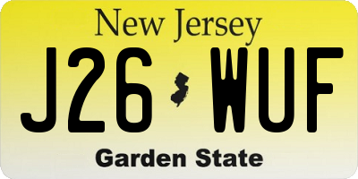 NJ license plate J26WUF