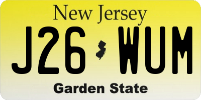 NJ license plate J26WUM