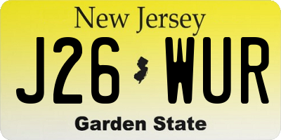NJ license plate J26WUR