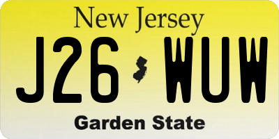 NJ license plate J26WUW