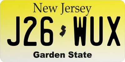 NJ license plate J26WUX