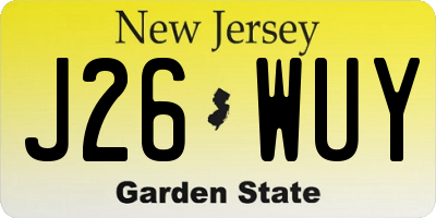 NJ license plate J26WUY