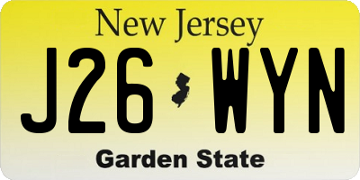 NJ license plate J26WYN