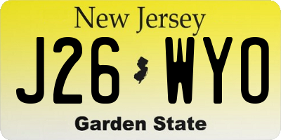 NJ license plate J26WYO