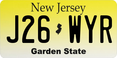NJ license plate J26WYR