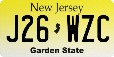 NJ license plate J26WZC