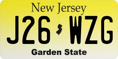 NJ license plate J26WZG