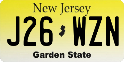 NJ license plate J26WZN