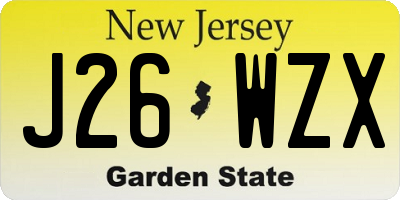 NJ license plate J26WZX