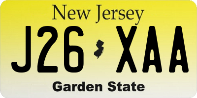 NJ license plate J26XAA