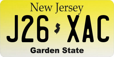 NJ license plate J26XAC