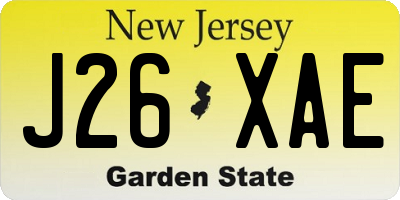 NJ license plate J26XAE