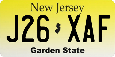 NJ license plate J26XAF