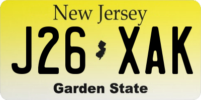 NJ license plate J26XAK