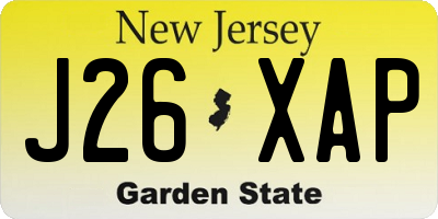NJ license plate J26XAP