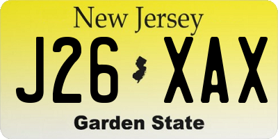 NJ license plate J26XAX
