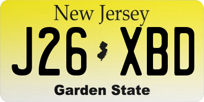 NJ license plate J26XBD