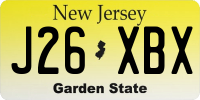 NJ license plate J26XBX