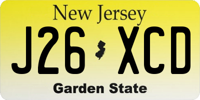 NJ license plate J26XCD