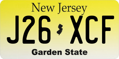 NJ license plate J26XCF