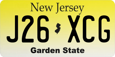 NJ license plate J26XCG