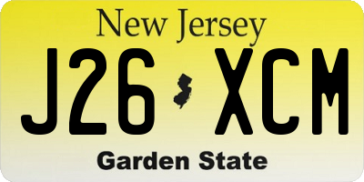 NJ license plate J26XCM
