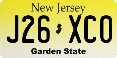 NJ license plate J26XCO