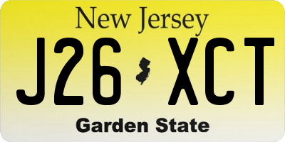 NJ license plate J26XCT