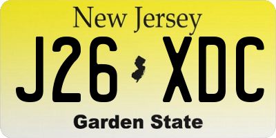 NJ license plate J26XDC