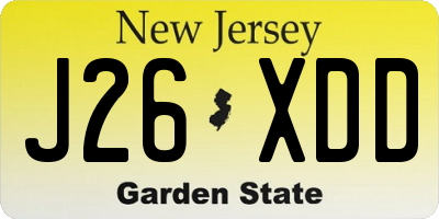 NJ license plate J26XDD