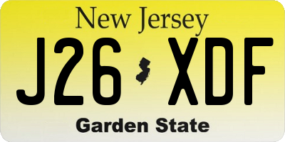 NJ license plate J26XDF